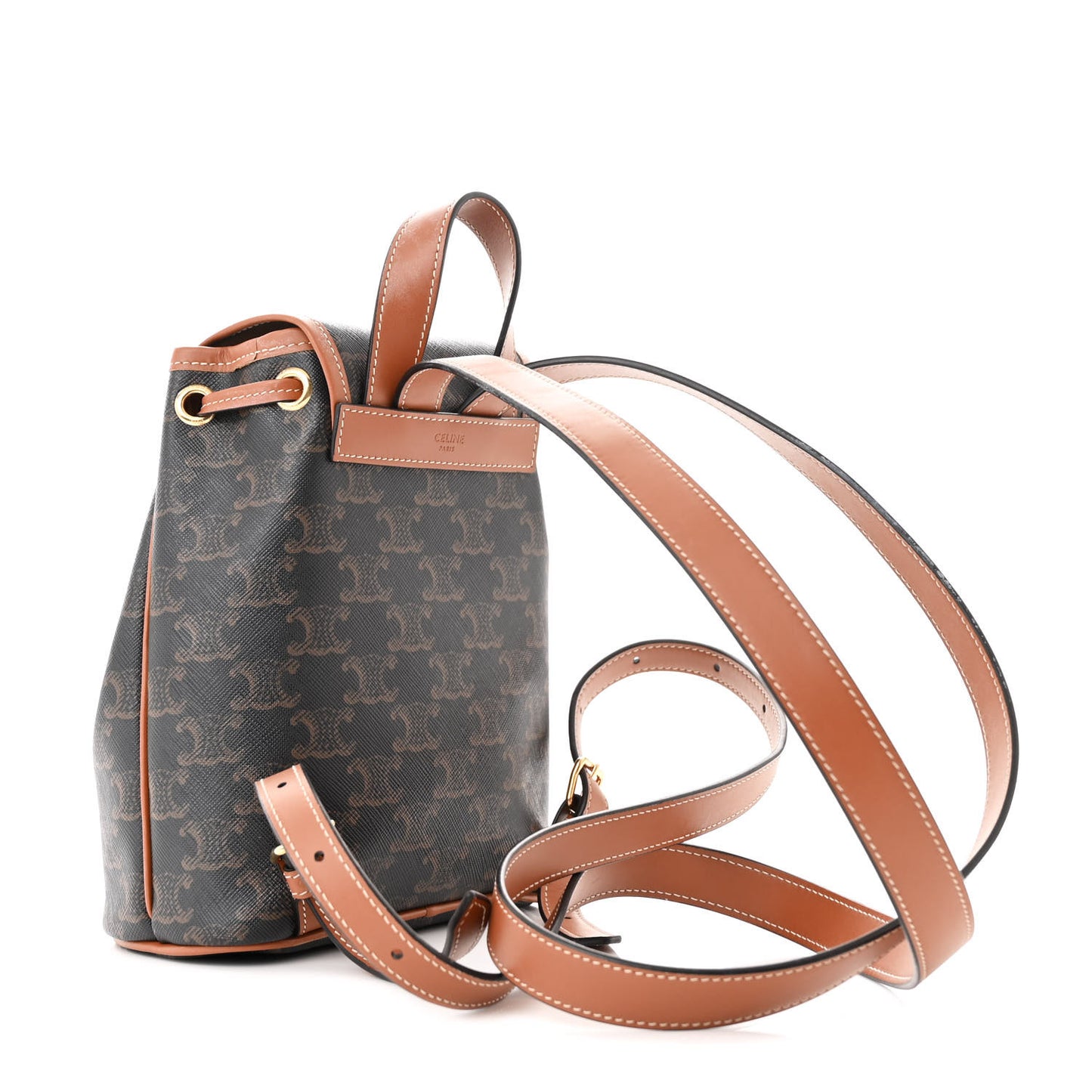 Triomphe Canvas Calfskin Mini Folco Backpack Tan