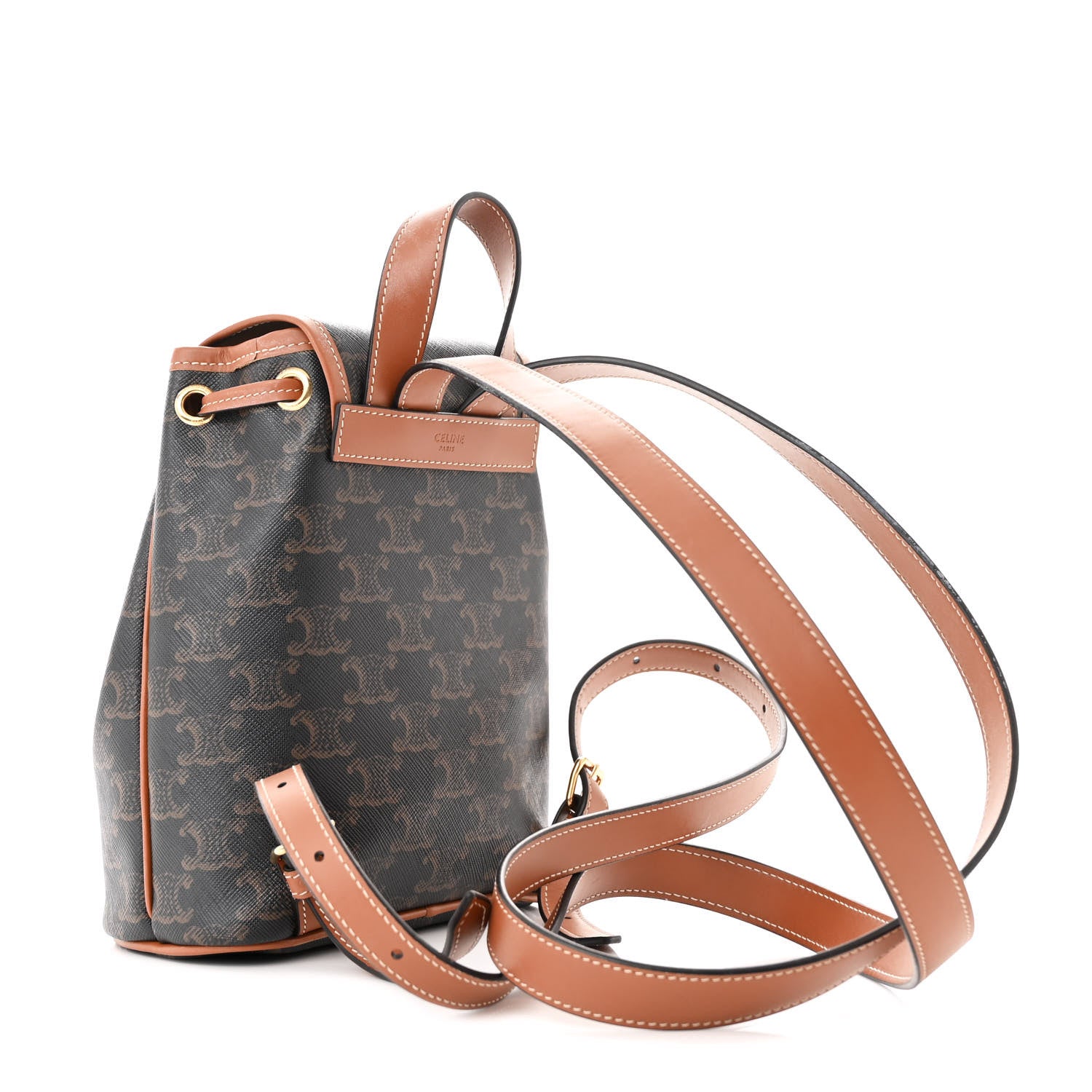 Celine Triomphe Canvas Calfskin Mini Folco Backpack Tan 3 of 11