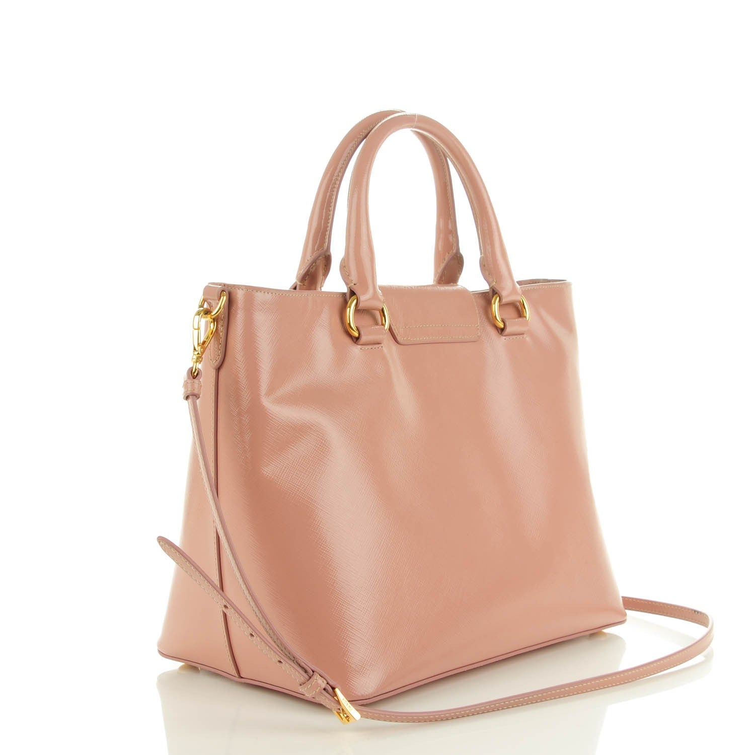 Prada Saffiano Vernice Turn Lock Tote Orchidea 3 of 9