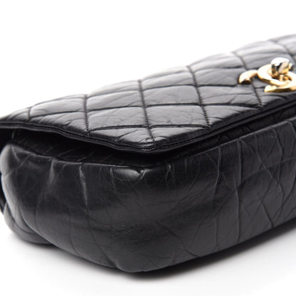 Chanel Aged Calfskin Quilted Medium Pondichery Flap Black 7 of 12