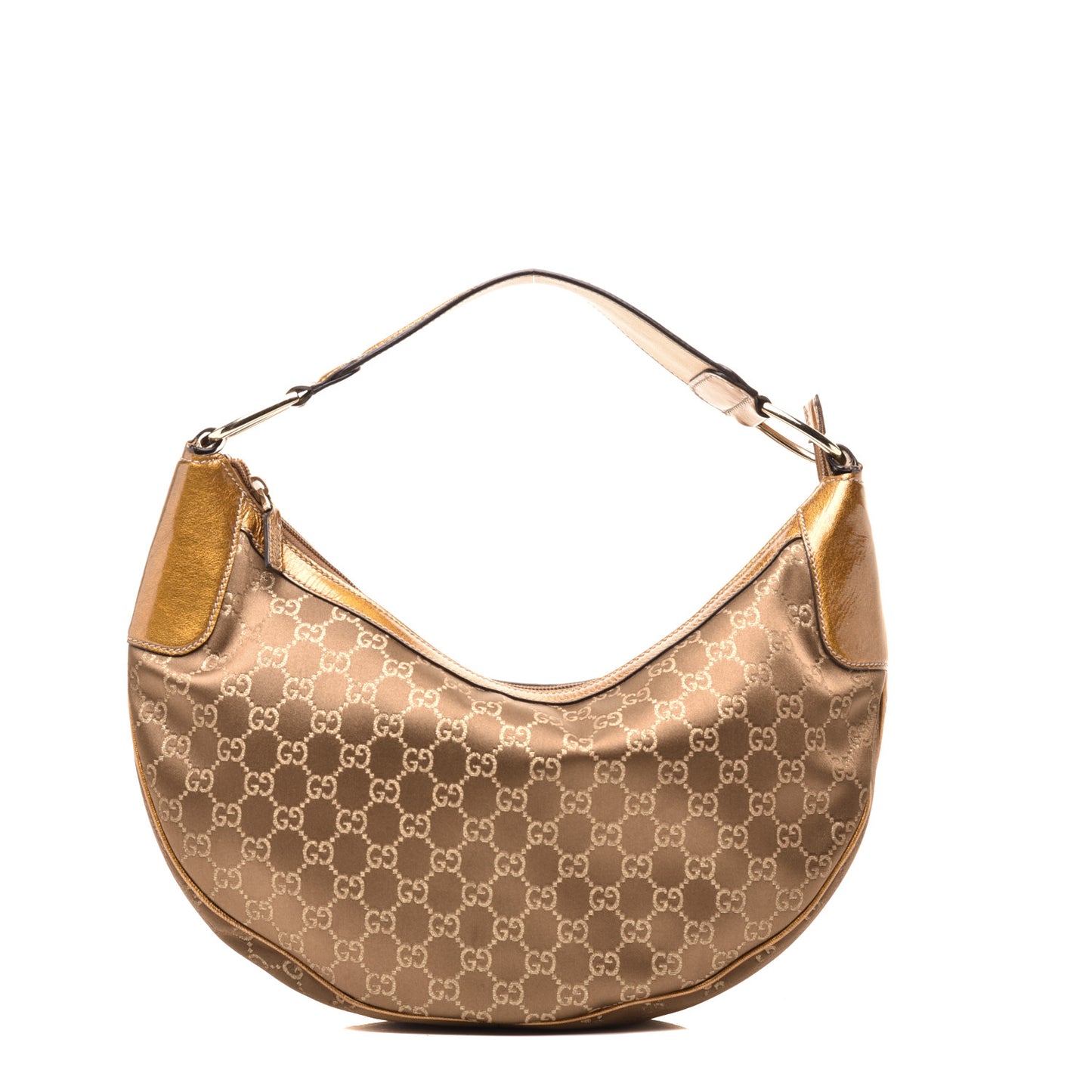Satin Monogram Half Moon Hobo Bronze