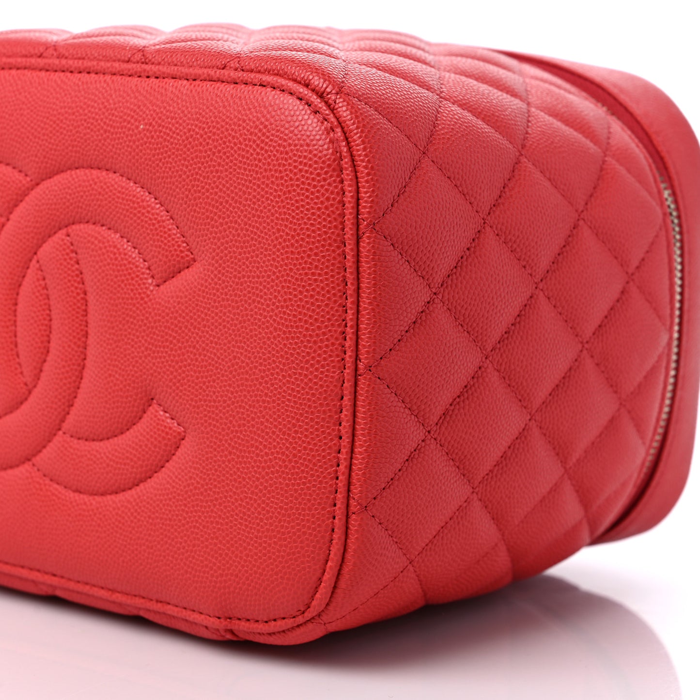 Caviar Quilted Large Vanity Pouch Red