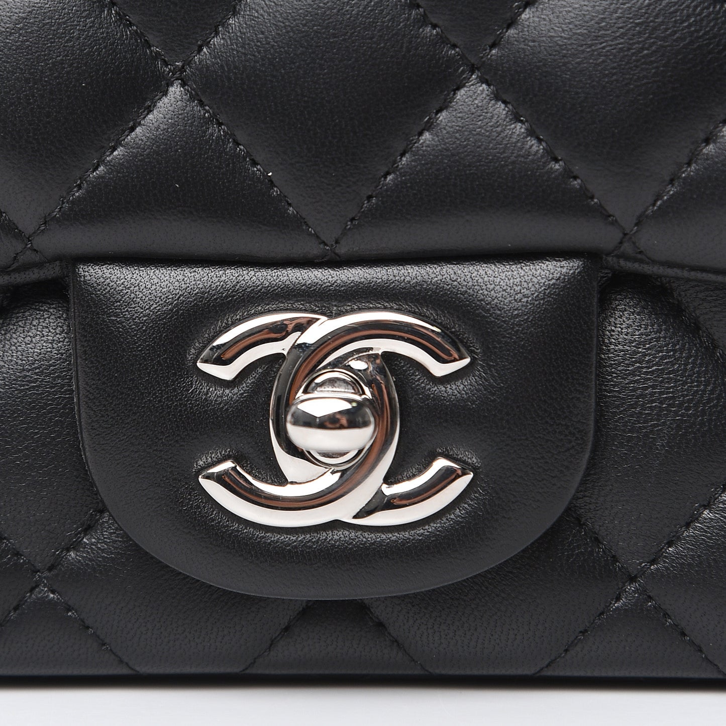 Lambskin Quilted Mini Square Flap Black