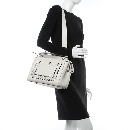 Fendi Vitello Baltico Dolce Shiny Nappa Lace Up DotCom Satchel White Parrot 2 of 13