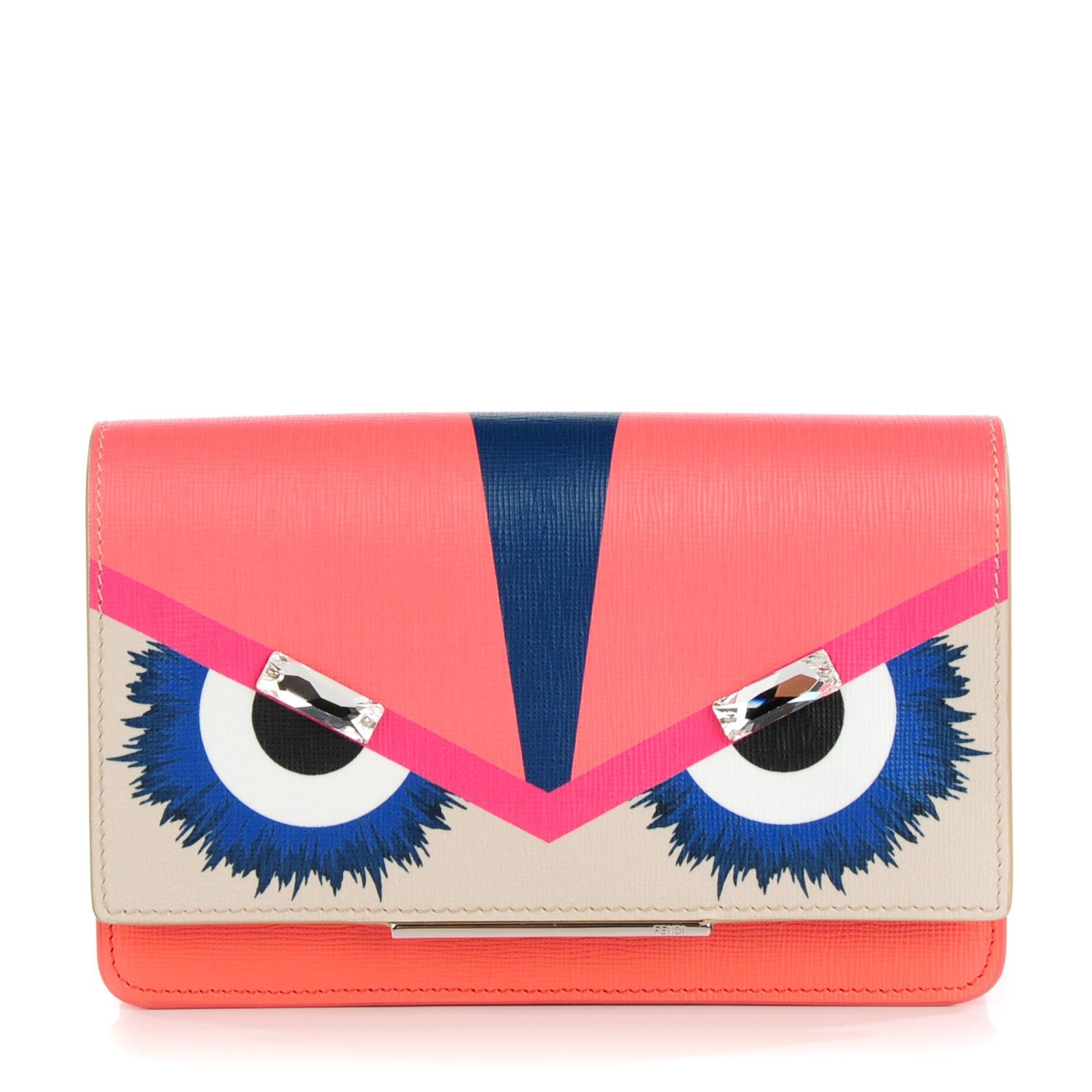 Fendi Vitello Elite Crystal Eye Monster Tube Wallet On Chain Bellini Multicolor 1 of 9
