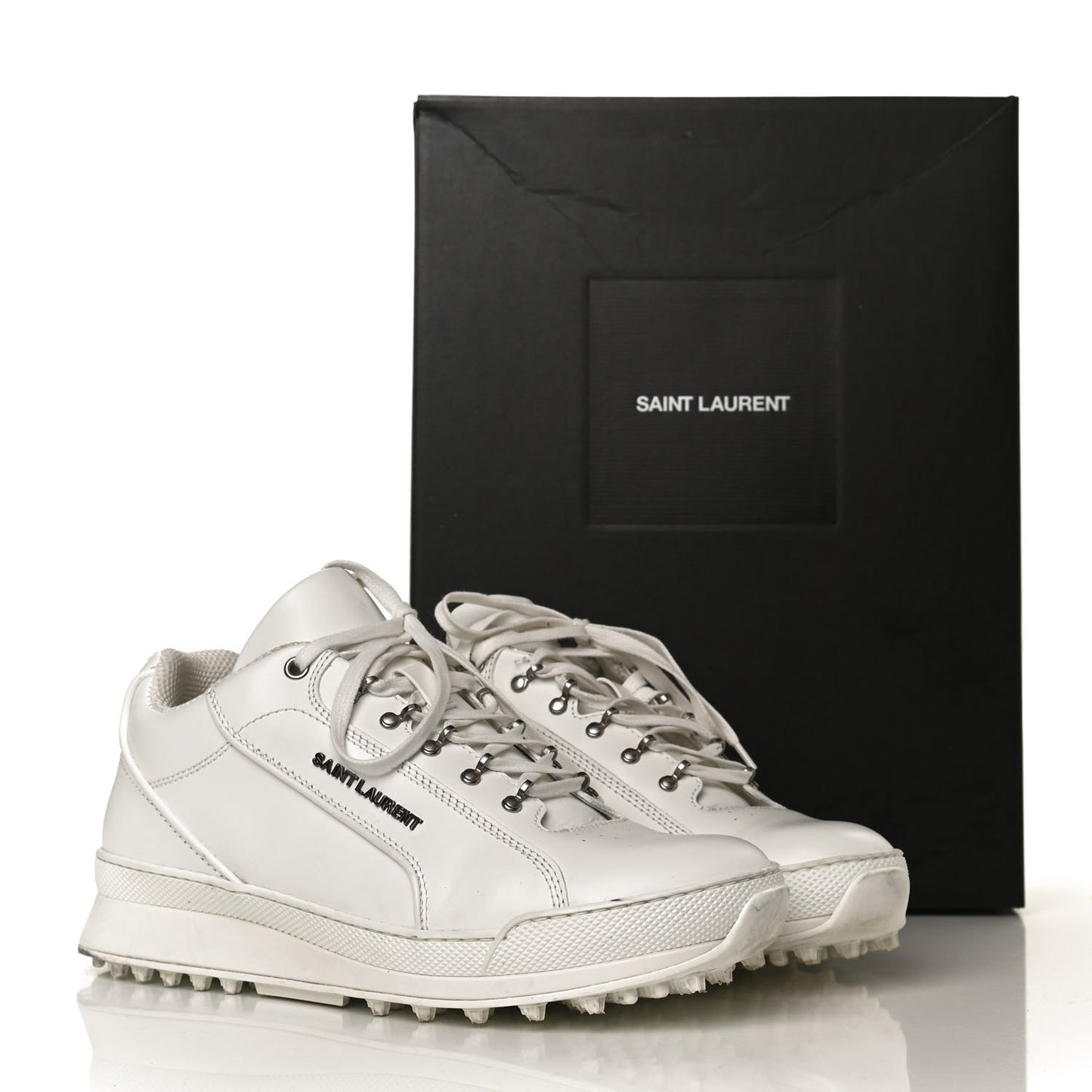 Calfskin Jump Low Top Sneakers 40 White