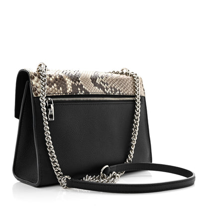 Louis Vuitton Soft Calfskin Snakeskin My Lockme Chain Bag BB Black White Beige 3 of 12
