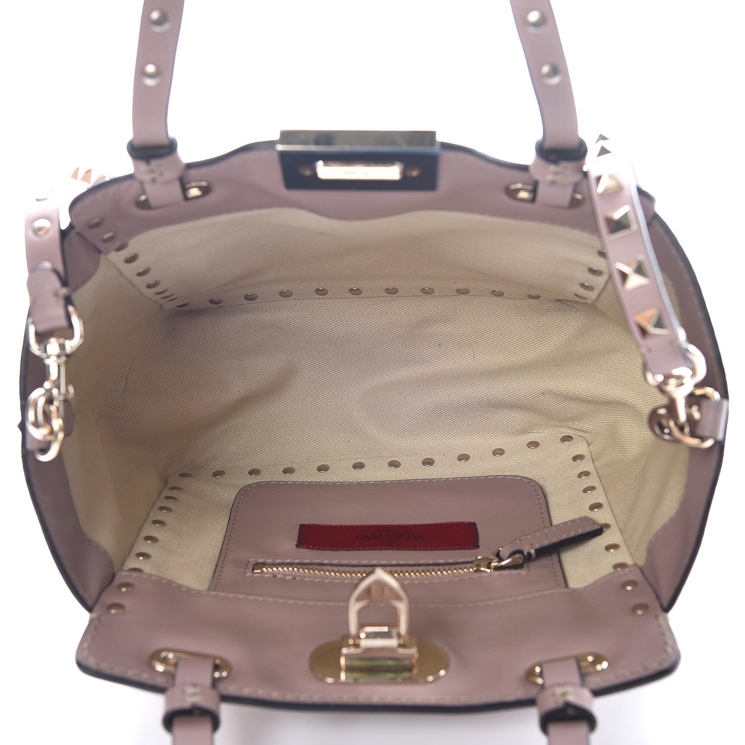 Valentino Garavani Vitello Mini Rockstud Tote Poudre 7 of 11