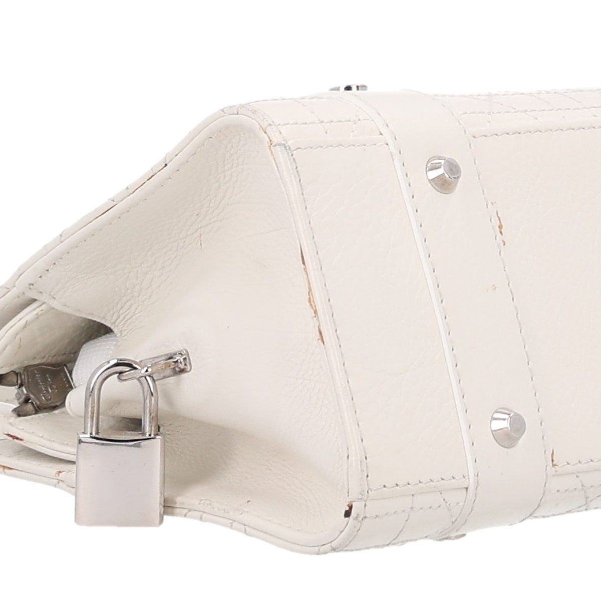Christian Dior Calfskin Cannage Stitched East West Lady Dior White 9 of 10
