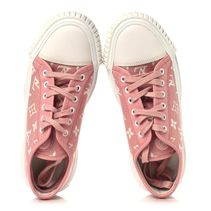 Louis Vuitton Denim Monogram Squad Sneakers 38.5 Pink 2 of 8