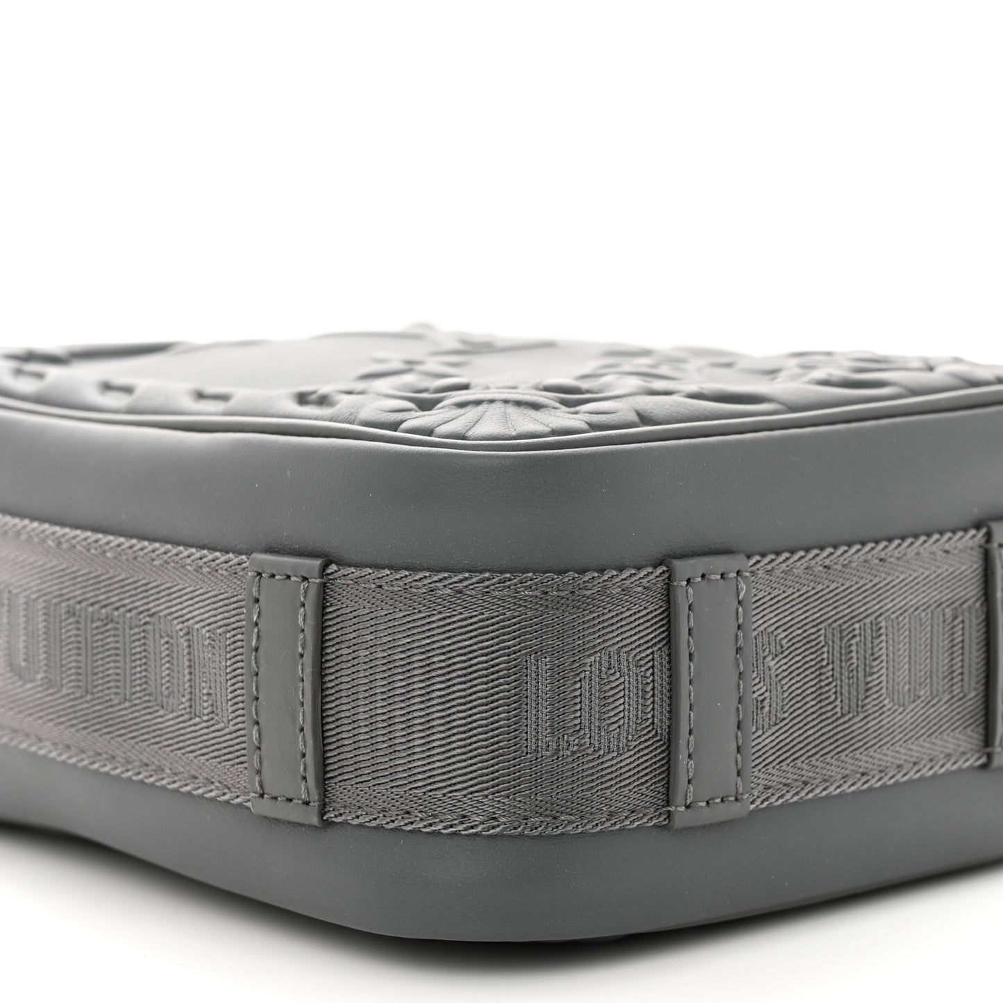 Calfskin Monogram Embossed Cruiser Messenger Dark Shadow Gray