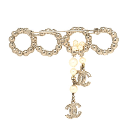 Chanel Pearl Crystal Coco Dangling Brooch Gold 3 of 4