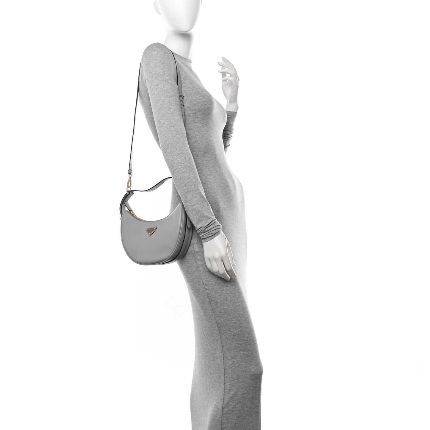 Soft Calfskin Arque Shoulder Bag Ardesia