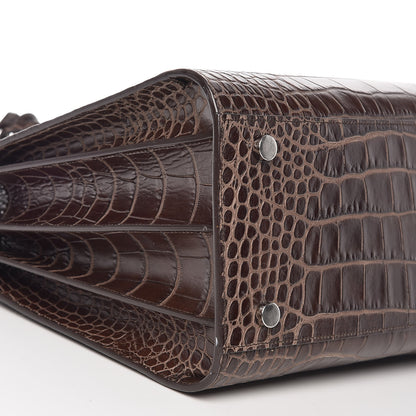 Saint Laurent Calfskin Crocodile Embossed Small Sac de Jour Brown 5 of 14