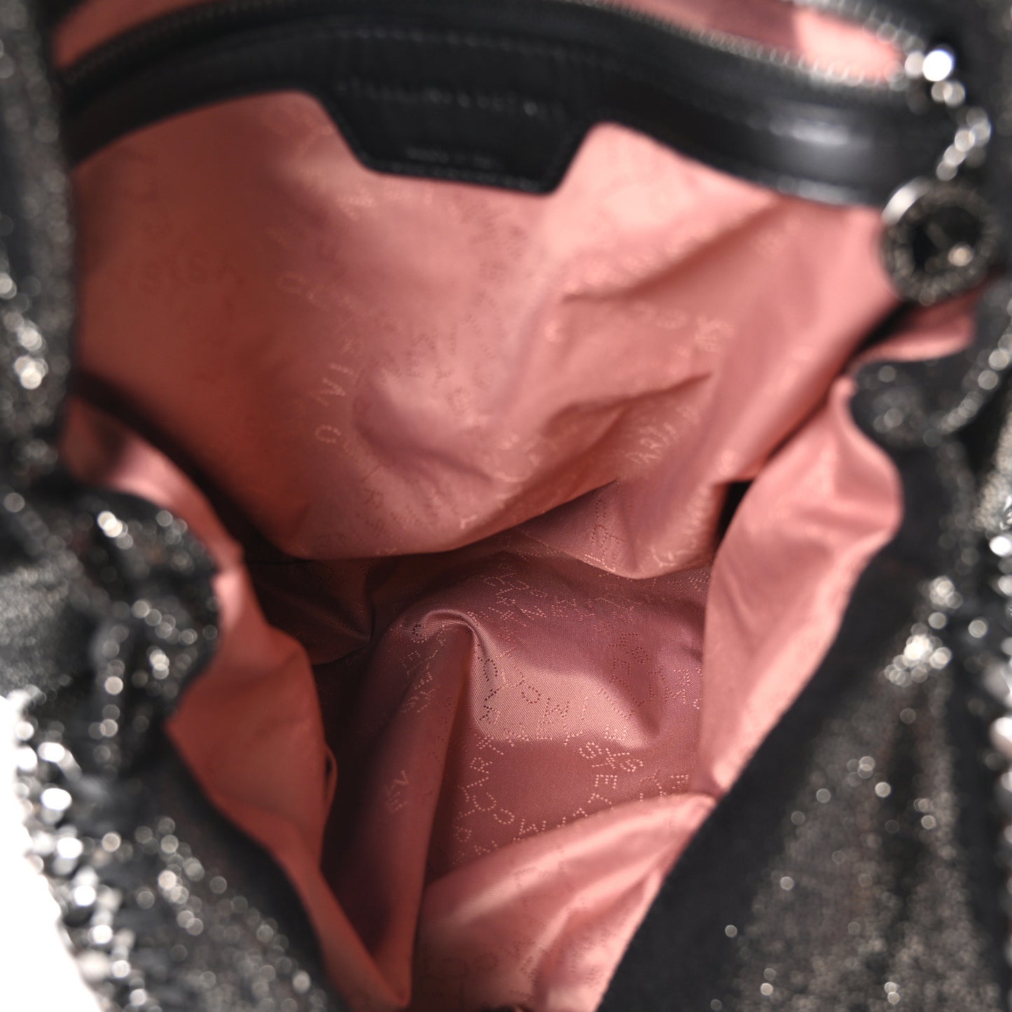 Chamois Shiny Dotted Small Falabella Tote Ruthenium