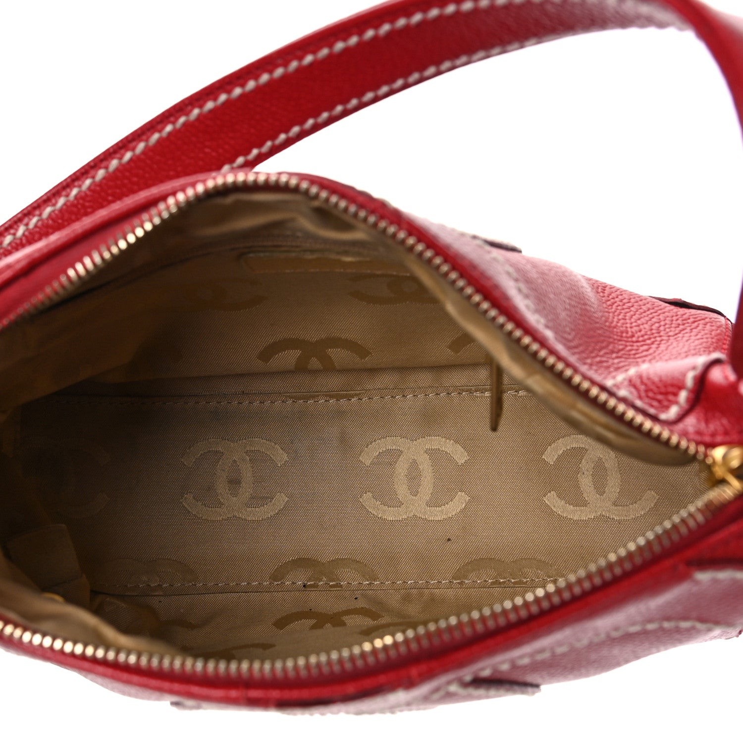 Chanel Caviar CC Stitched Small Hobo Red 5 of 10