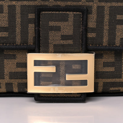 Fendi Fabric Jacquard FF 1974 Medium Baguette Tobacco Moro Black 10 of 12