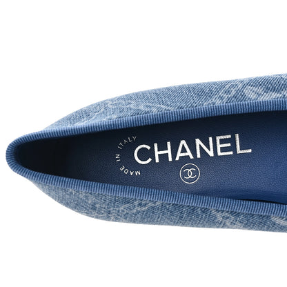 Chanel Denim Printed Cap Toe Ballerina Flats 36.5 Blue 7 of 9