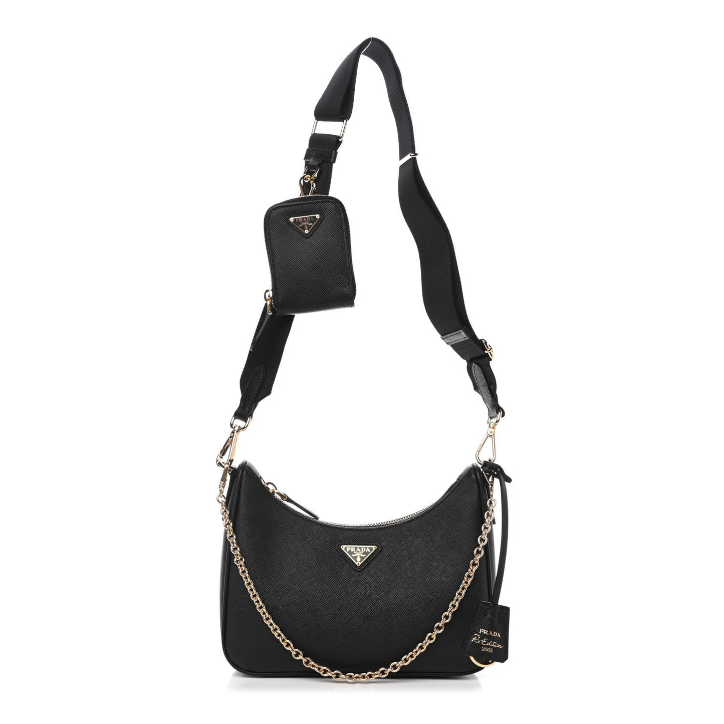 Saffiano Lux Re-Edition 2005 Shoulder Bag Black