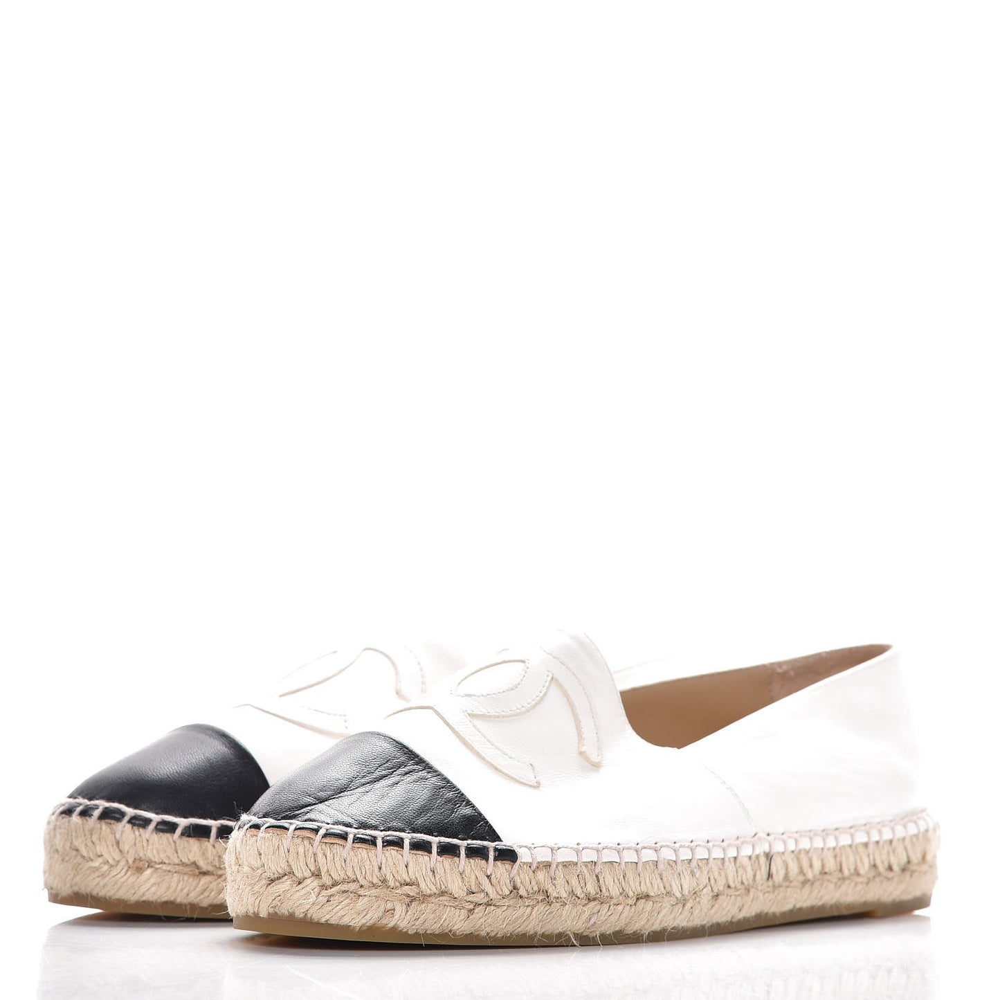Lambskin CC Espadrilles 38 White Black