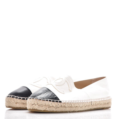 Chanel Lambskin CC Espadrilles 38 White Black 3 of 9