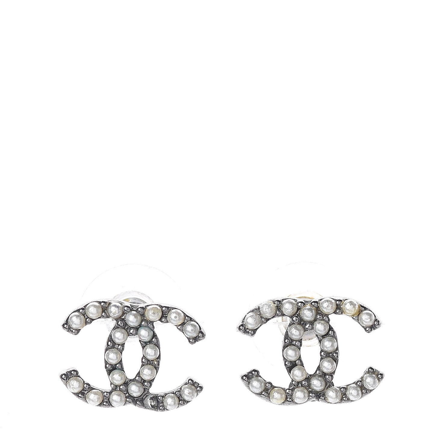 Pearl CC Earrings Silver