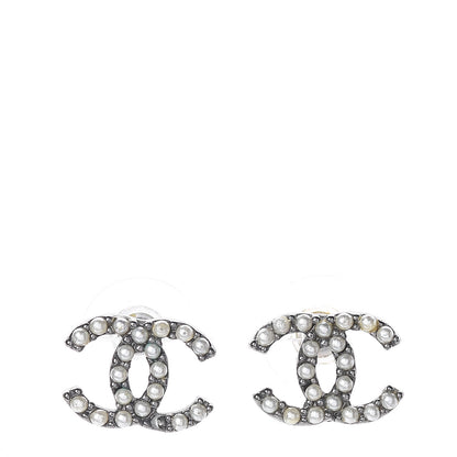 Chanel Pearl CC Earrings Silver 1 of 6