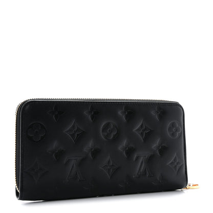 Louis Vuitton Lambskin Embossed Monogram Coussin Zippy Wallet Black 3 of 8