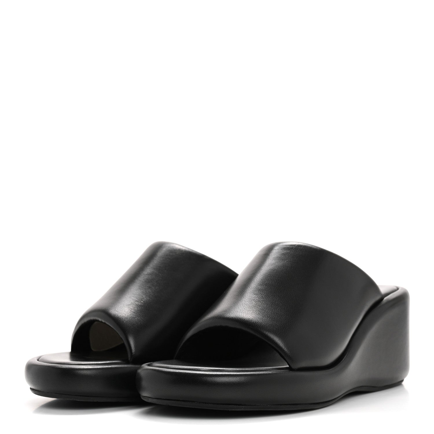 Balenciaga Smooth Nappa Logo Rise Wedge Sandals 36 Black 4 of 11