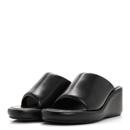 Balenciaga Smooth Nappa Logo Rise Wedge Sandals 36 Black 4 of 11
