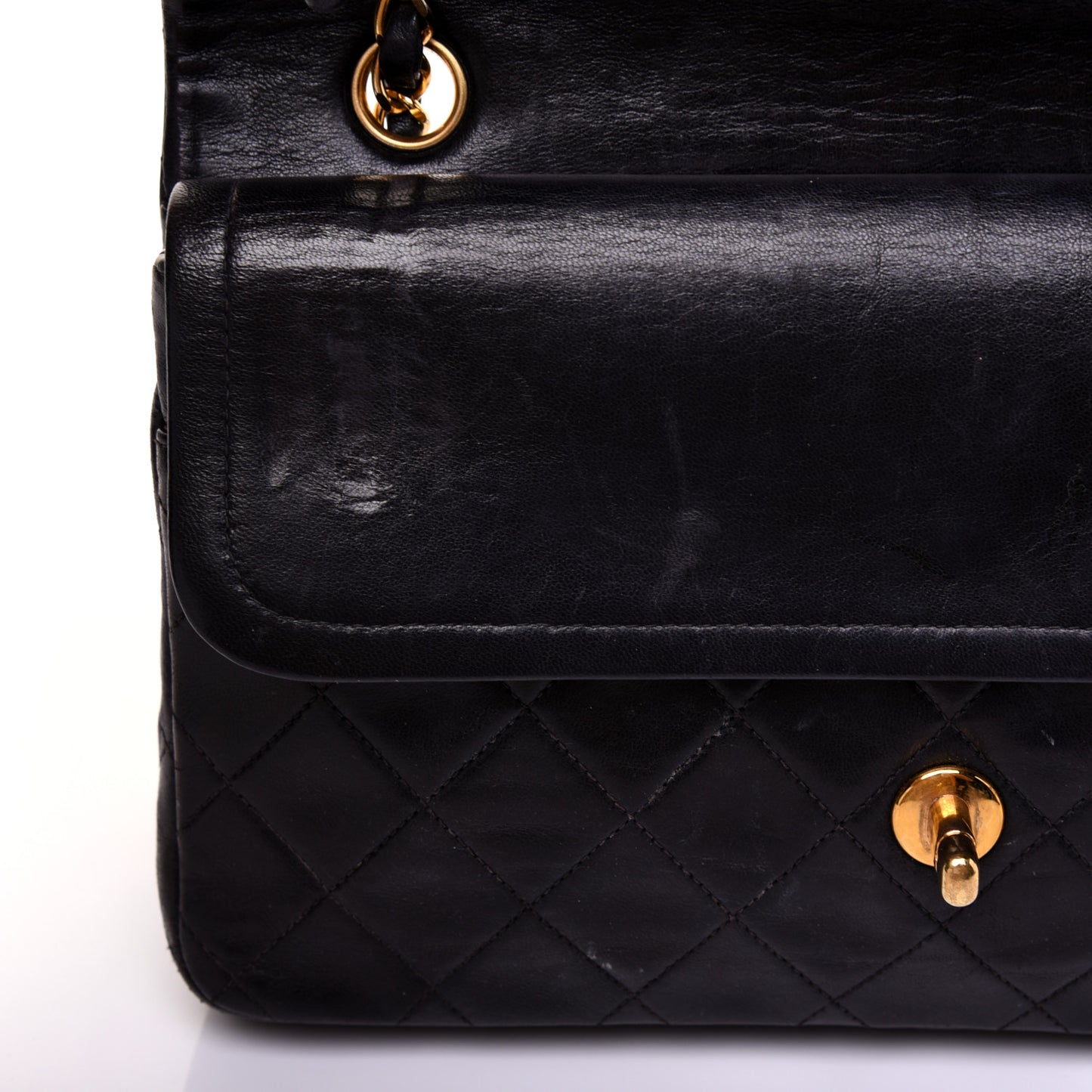 Lambskin Quilted Medium Double Flap Black