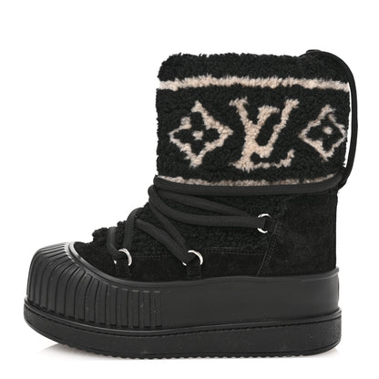 Louis Vuitton Suede Shearling Polar Flat Half Boots 35 Black 1 of 11