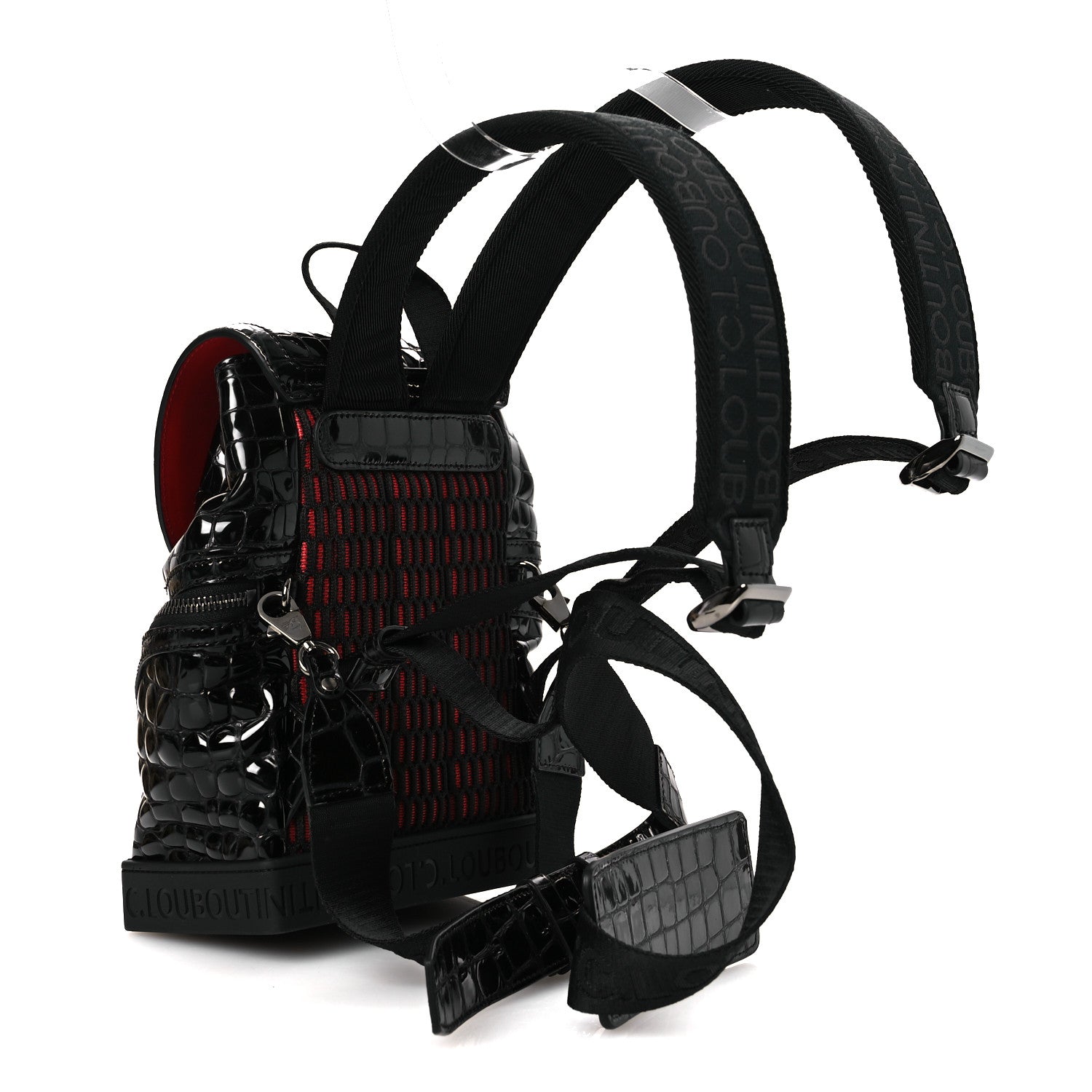 Christian Louboutin Calfskin Alligator Embossed Small Explorafunk Backpack Black 1810118 – FASHIONPHILE