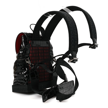 Christian Louboutin Calfskin Alligator Embossed Small Explorafunk Backpack Black 3 of 16