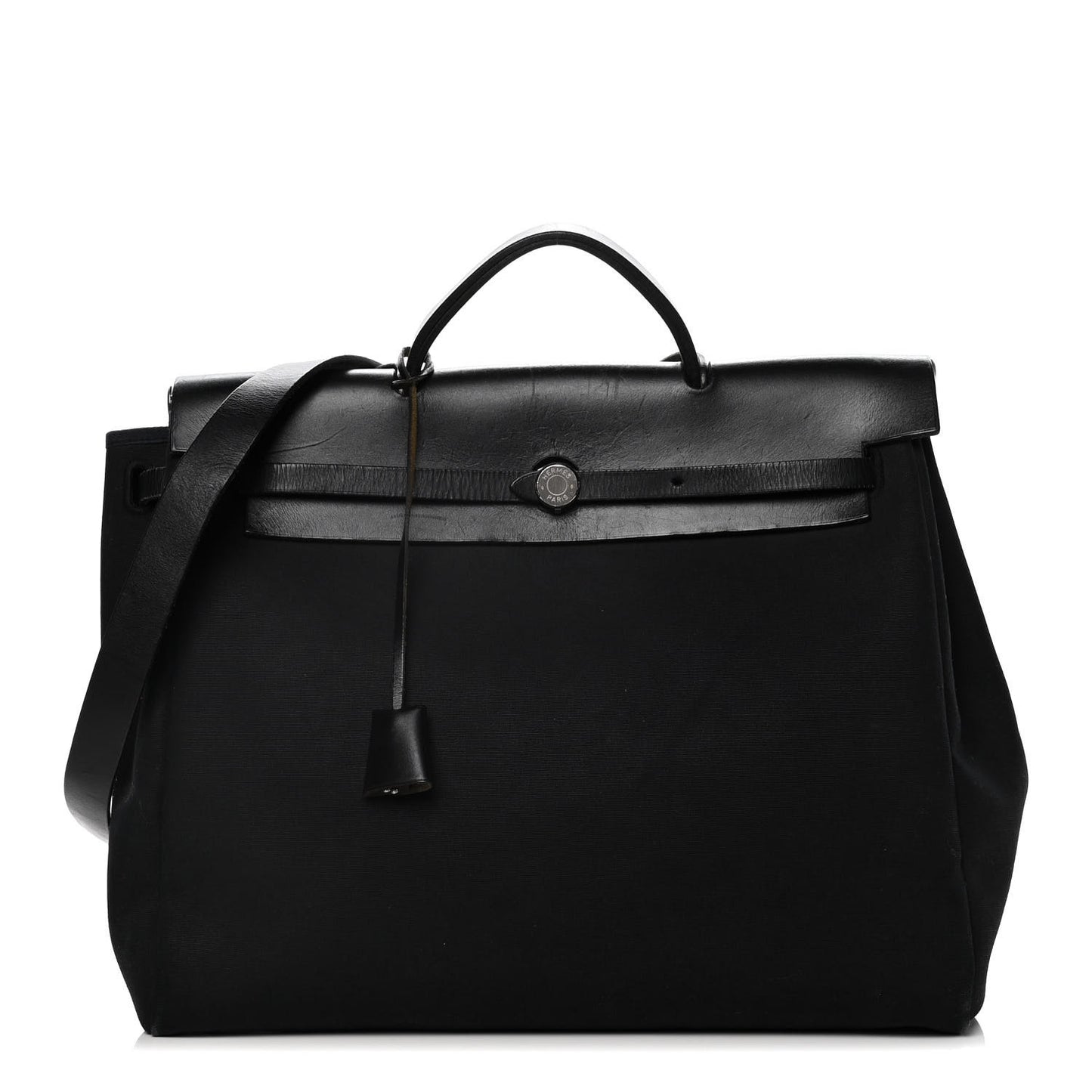 Toile Vache Calfskin Herbag 30 PM Black