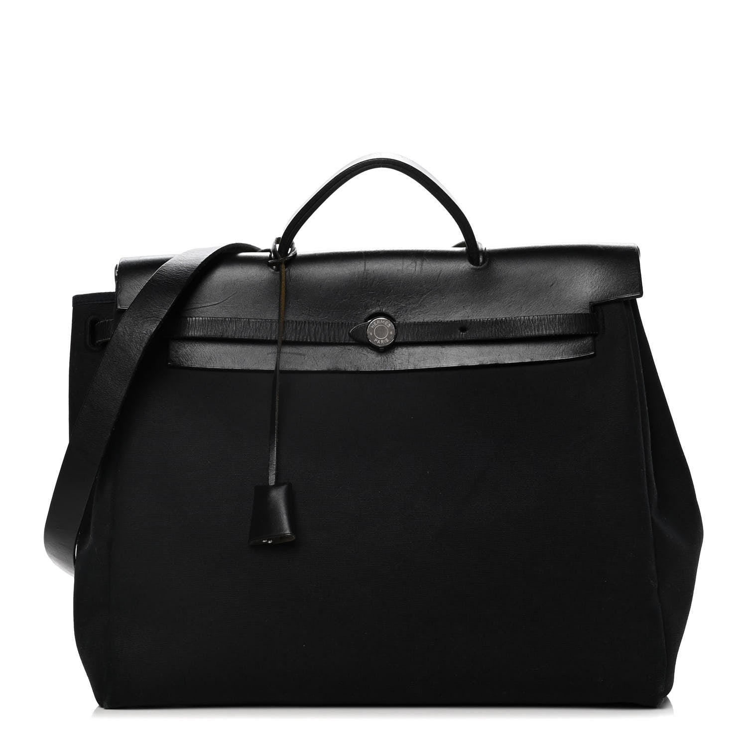 Hermes Toile Vache Calfskin Herbag 30 PM Black 1 of 22