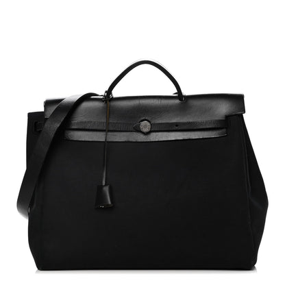 Hermes Toile Vache Calfskin Herbag 30 PM Black 1 of 22