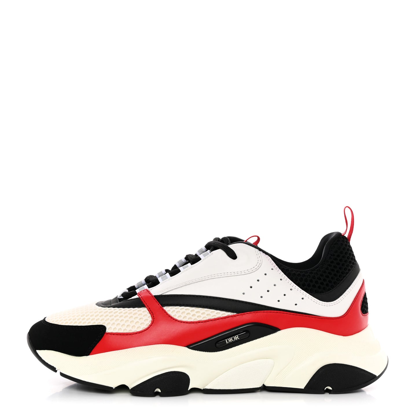 Technical Mesh Calfskin Mens B22 Sneakers 44 Black White Red