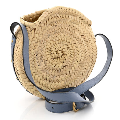 Chloe Raffia Small Grain Calfskin Marcie Basket Crossbody Shady Cobalt 3 of 10
