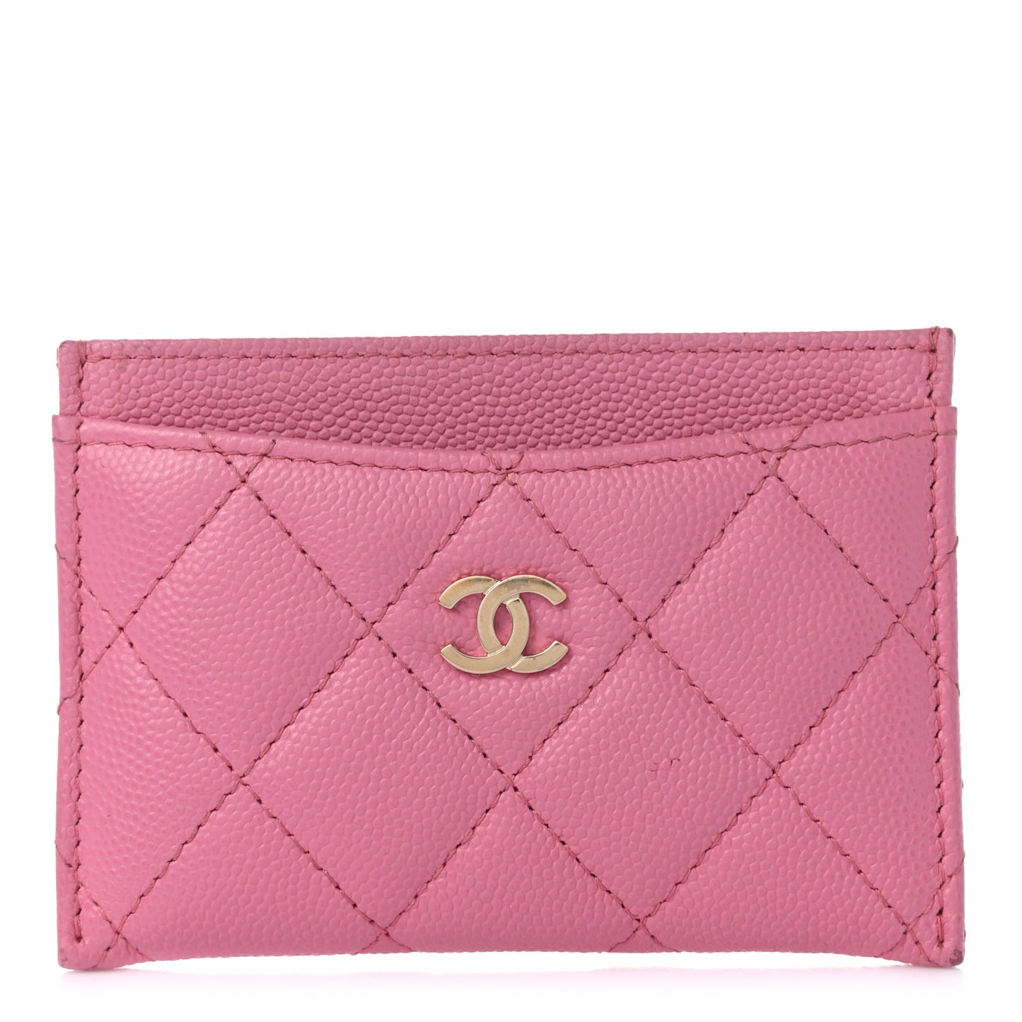 Caviar Quilted Card Holder Pink