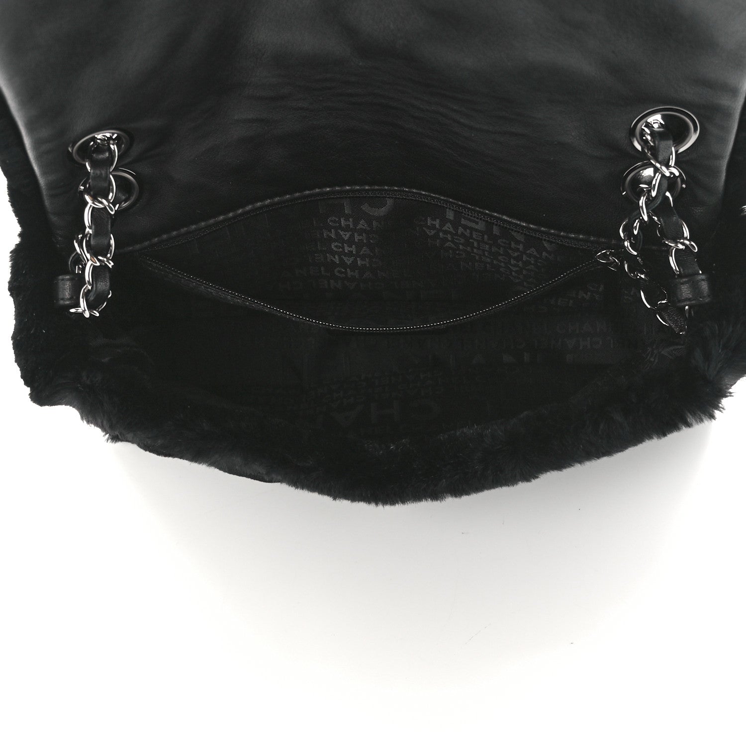 Chanel Rabbit Fur Beaded CC Flap Bag Black 5 of 12