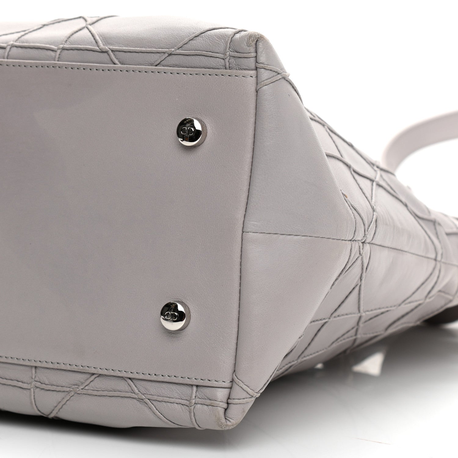 Christian Dior Lambskin Cannage Medium Granville Tote Grey 11 of 16