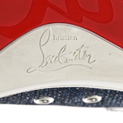 Christian Louboutin Lame Lou Spikes Flat Sneakers 39 Blue 7 of 8