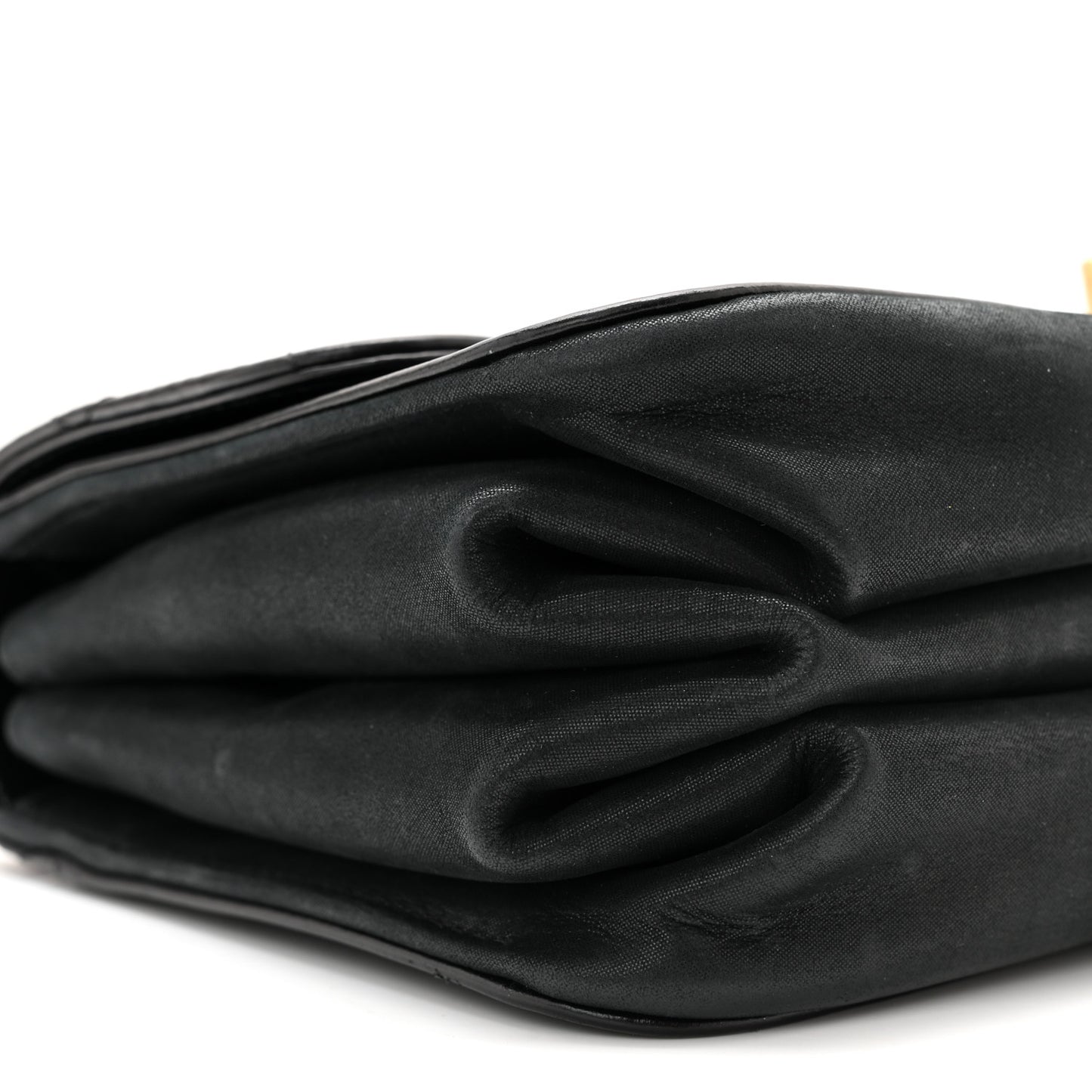 Glazed Calfskin Quilted Small Straight Lined Flap Black