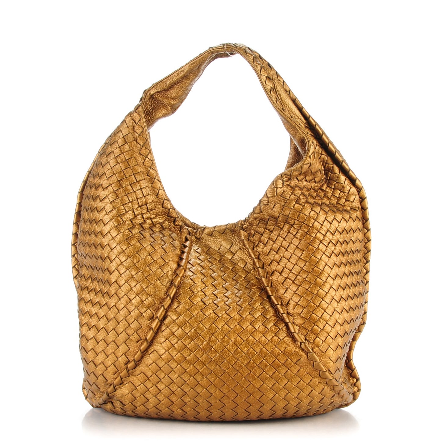 Cervo Intrecciato Large Simple Hobo New Bronze
