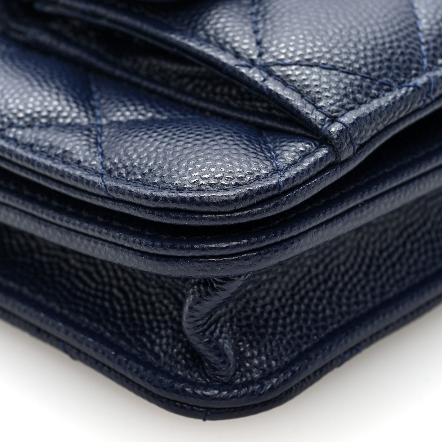 Chanel Caviar Quilted Pocket Twins Clutch With Chain Navy Blue 9 of 11