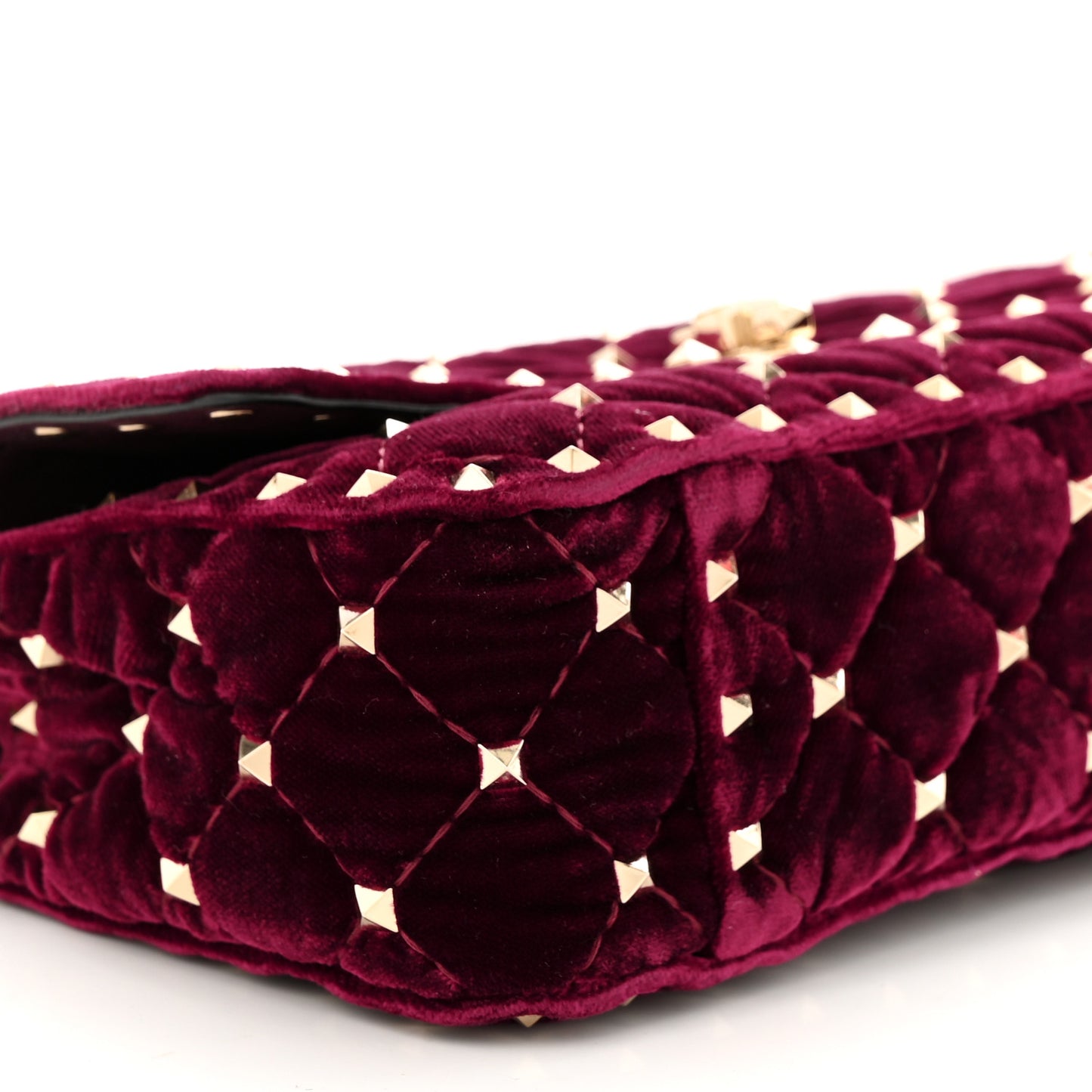 Velvet Small Rockstud Spike Shoulder Bag Rubino