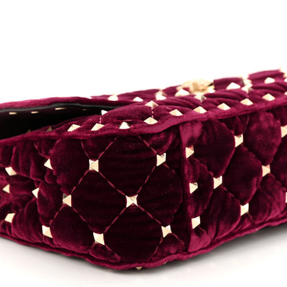 Valentino Garavani Velvet Small Rockstud Spike Shoulder Bag Rubino 8 of 9