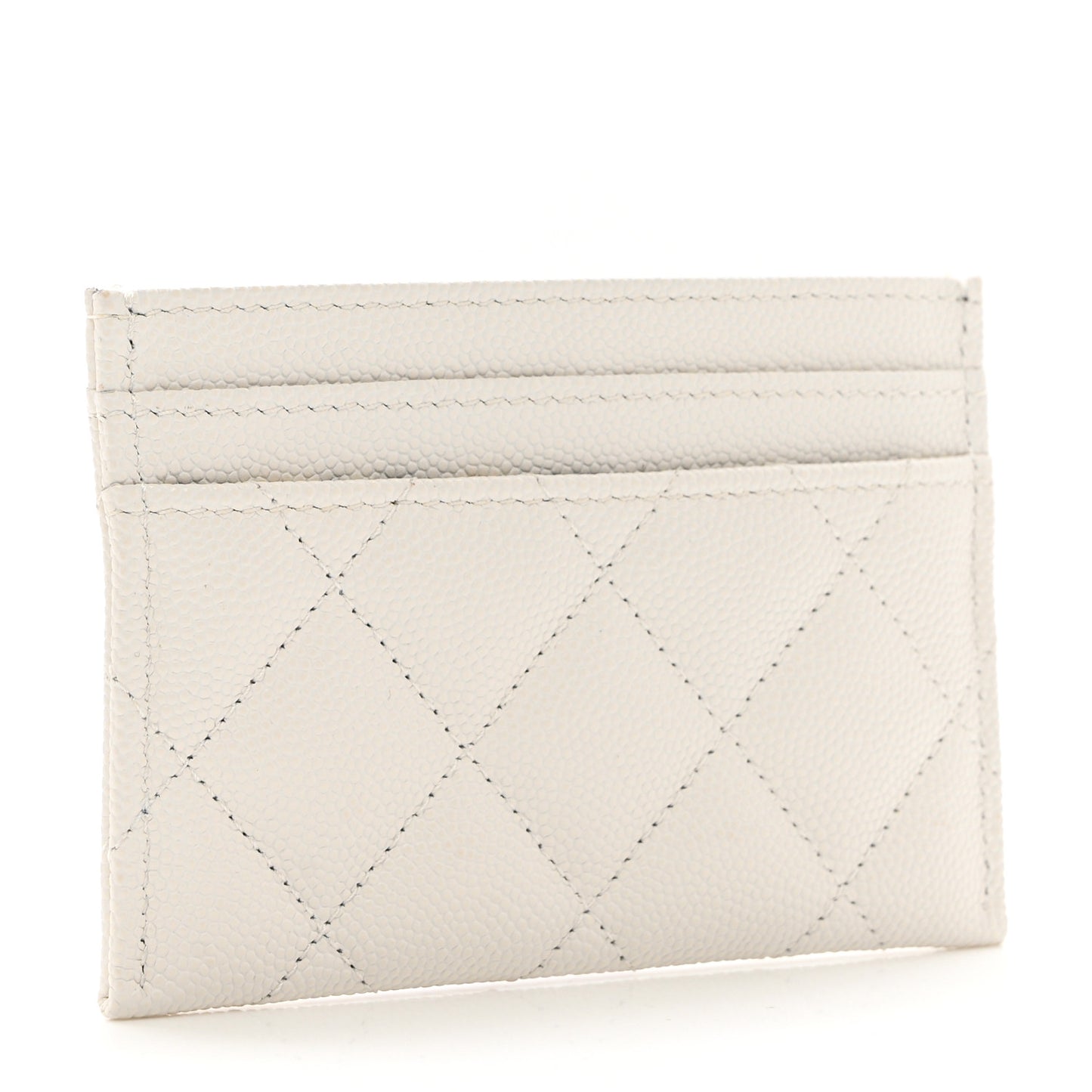 Caviar Metal Quilted Striated CC Card Holder White