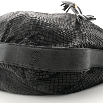 Gucci Snakeskin Medium Interlocking Icon Shoulder Bag Black 10 of 13